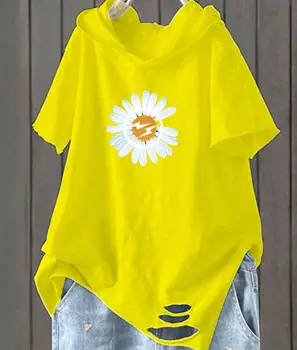 Vasarą Baltos spalvos marškinėliai marškinėliai tshirts Moterų Plius Dydis Medvilnės trumpomis Rankovėmis Palaidų Gėlių Padalinta Tee Marškinėliai Femme Viršūnes Naujas 2020 m.