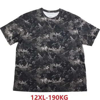 Vasarą Vyrams trumpomis Rankovėmis T-shirt iš durų tees Taktinis kamufliažas didelio Dydžio 8XL 10XL 12XL negabaritinių prarasti viršūnes elastingumą 70 72