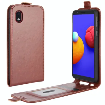 Verslo Stiliaus Pu odos Flip Case for Samsung Galaxy A01 Pagrindinė-01 Duos, Magnetinė sklendė, Padengti Telefono, Apsaugos Atveju