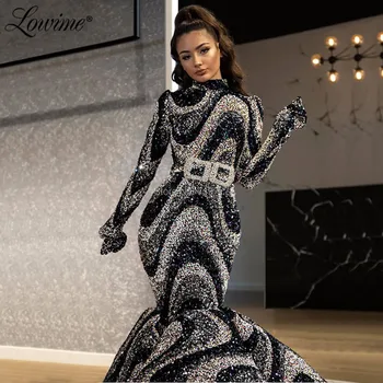 Vestidos Undinė Vakarinę Suknelę Ilgai Blizgučiai Keltas Suknelės 2020 Arabų Dubajus Custom Black Šalis Suknelės Vestuvėms Abendkleider