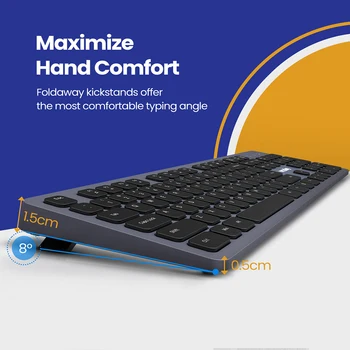 VicTsing PC289 Įkraunamos Belaidės Klaviatūros Ramioje Ergonomiškas Ultra-slim Keyboard su Metalo-kaip Danga Dizaino Nešiojamas KOMPIUTERIS