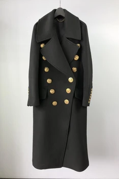 Vilnos paltai moterims, ilgas, maxi kailis žiemą aukso mygtuką Kašmyro Vilnos Mišiniai kailis-prabangos prekės ženklo mados šiltas kailis aukštos kokybės B948