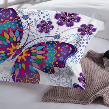 Violetinis Drugelis Patalynės komplektai Mados Gyvūnų Antklode Padengti Užvalkalai Twin Karalienės Dydžio lovos skalbiniai, namų tekstilės 3pcs
