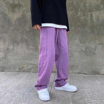 Violetinė Žalia džinsai vyrams Prarasti Stilingas kelnes Hiphop drabužiai Didelių dydžių xxxl 4xl 5xl Rudens Žiemos Pavasario