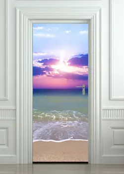 Violetinė Žėrintis Paplūdimyje 3D Sienos paveiksl Freskos Sienų Lipdukai Durų Lipdukas Tapetai, Lipdukai Namų Puošybai July0148