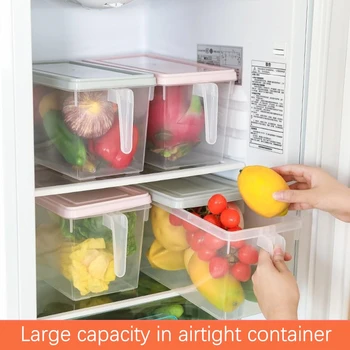 Virtuvės šaldytuvas plastiko talpinimo, daržovių su dangčiu, rankena, uždaromos maisto saugojimo konteineris, šaldytuvas saugojimo dėžutė