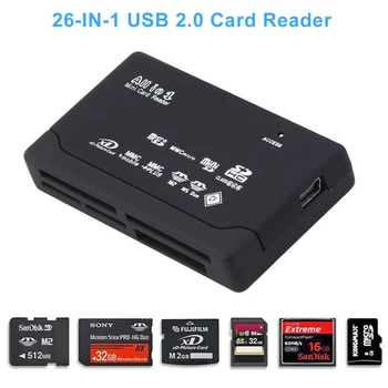 Visi 1 Multi Atminties Kortelių Skaitytuvas Rašytojas 26-IN-1 USB 2.0 Kortelių Skaitytuvų 6 Lizdai Su USB Laidu Dropshipping Naujas