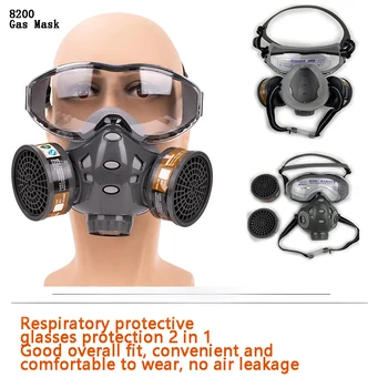 Visą Veidą Dujų Kaukė Su Saugos Glasse Dažų Purkštuvu Cheminių Pesticidų Apdailos Formaldehido Anti-Dulkių Respiratorius Su Filtru