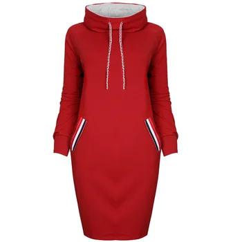 VITIANA Moteris Rudens-Žiemos ilgomis rankovėmis Suknelė Juoda Raudona Puloveriai Žiemos Hoodie Moterų Suknelės Elegantiškas Kelio ilgis Plonas Drabužių
