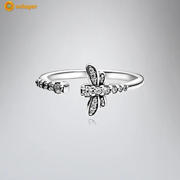 Volayer 925 Sterlingas Sidabro Žiedas Įstatytas Dragonfly Atidaryti Žiedas Originalus 925 Sidabro Moterų Žiedai, Sužadėtuvių Žiedas, Moterų Papuošalai Priėmimo
