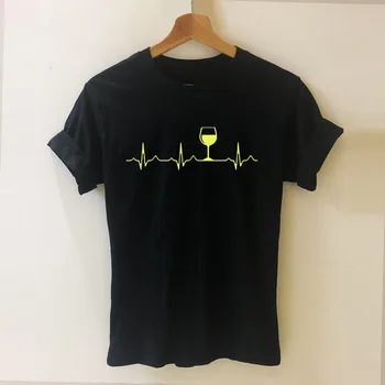 Vyno Širdies Harajuku Marškinėliai Juokinga T-shirt Moterims, Drabužiai Atsitiktinis trumpomis Rankovėmis Viršūnes Trišakiai Plius Dydis