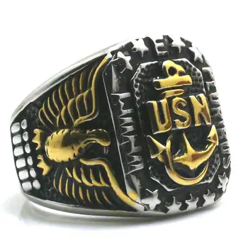 Vyrai Berniukai Naujausias 316L Nerūdijančio Plieno JAV karinio jūrų Laivyno Inkaro Žiedas