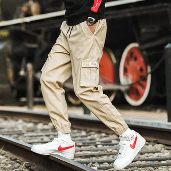 Vyrai Ilgai Kišenėmis Chalatas Banga Prekės Ženklo Laisvalaikio Kelnės Fitness Mados Hip-Hop Fitneso Streetwear Kelnės Laisvalaikio Kelnės