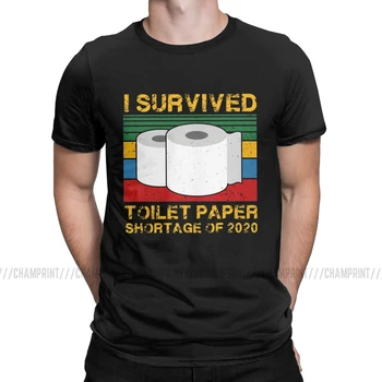 Vyrai T-Shirt aš Išgyvenau Tualetinio Popieriaus Trūkumas 2020 Medvilnės Marškinėliai trumpomis Rankovėmis Panikos TP Socialinis Atskyrimas Marškinėliai Plius Dydis