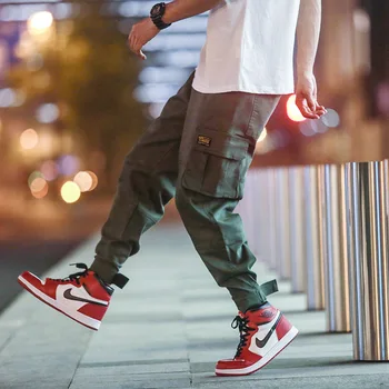 Vyrai Taktinis Krovinių Kelnės Streetwear Kelnes Karinės Hip-Hop Prakaito kelnės Poilsiu Vyriškos Kelnės Haremo Kelnės Pluošto Casure darbo drabužiai