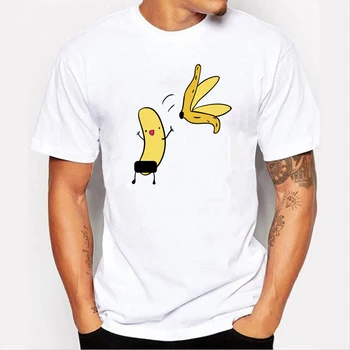 Vyriški Bananų Disrobe Juokinga Dizainas, Print T-shirt Vasaros Humoro Dizaino Pokštas Hipster Marškinėliai Balti Atsitiktinis T Shirts Streetwear