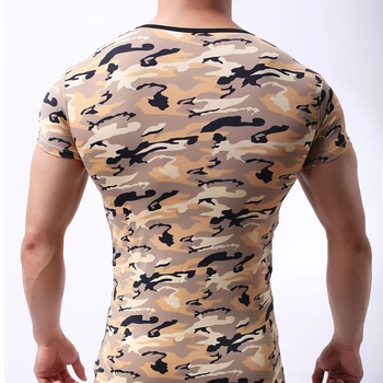 Vyriški Dugno Marškinėliai, 1 vnt Mados Kamufliažas Modelio, Vyrų Atsitiktinis Top Marškinėliai Minkštas Kvėpuojantis Slim Vyrų Undershirt