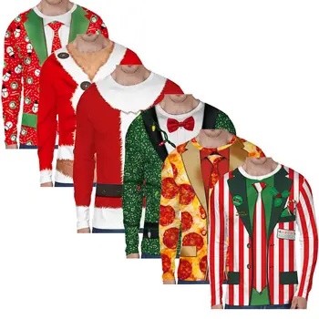 Vyriški Kalėdos, Kalėdos Juokinga 3D Marškinėliai Šalis Atostogų Viršuje Drabužius T-shirt S M L XL
