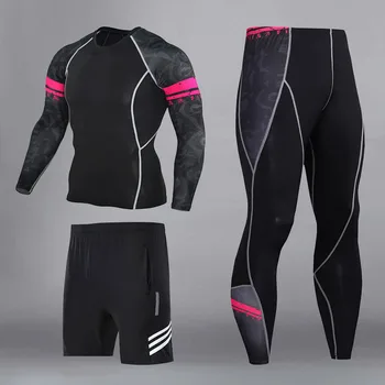 Vyriški sportiniai suspaudimo drabužiai, sporto salė antblauzdžiai treniruotės drabužius bėgimo sporto kostiumas veikia sportinę S-3XL