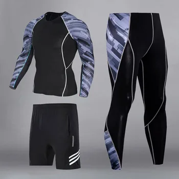 Vyriški sportiniai suspaudimo drabužiai, sporto salė antblauzdžiai treniruotės drabužius bėgimo sporto kostiumas veikia sportinę S-3XL