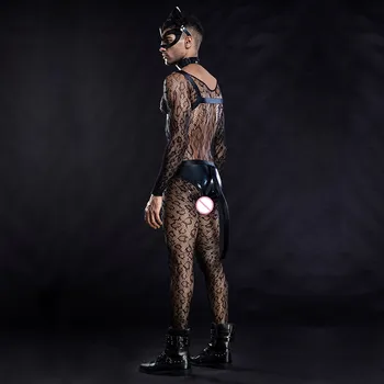 Vyriškos Kelnės Sexy Jumpsuit Seksualus apatinis Trikotažas Tinklelis drabužių, kostiumų Bodysuit žmogus viso kūno kojinės
