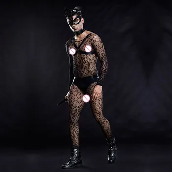Vyriškos Kelnės Sexy Jumpsuit Seksualus apatinis Trikotažas Tinklelis drabužių, kostiumų Bodysuit žmogus viso kūno kojinės