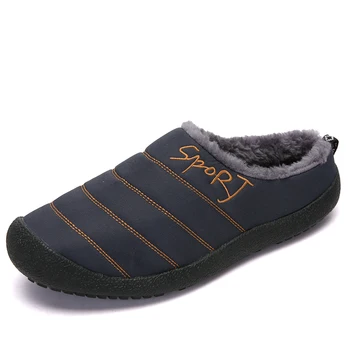 Vyrų batai 2020 Lauko Šlepetes vyrų odos Atminties Putos Patalpų šlepetės vyrams neslidus Šiltas Žiemą Namas Suaugusiųjų šlepetė pliušas