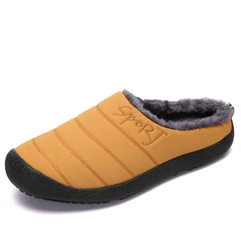 Vyrų batai 2020 Lauko Šlepetes vyrų odos Atminties Putos Patalpų šlepetės vyrams neslidus Šiltas Žiemą Namas Suaugusiųjų šlepetė pliušas