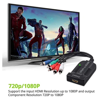 Vyrų Komponentas HDMI Konverteris 1080P YPBPR RGB + R/L Audio į HDMI Adapteris 5RCA HDMI su USB Laidu PS3 DVD, VCR ir T.t