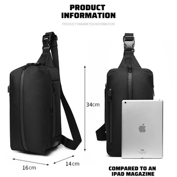Vyrų Lauko Vandeniui USB Įkrovimo Sling Bag Vyrų Messenger Pečių Krepšiai, Sporto trave Krūtinės Pack Paaugliams Crossbody Maišelį Vyrams