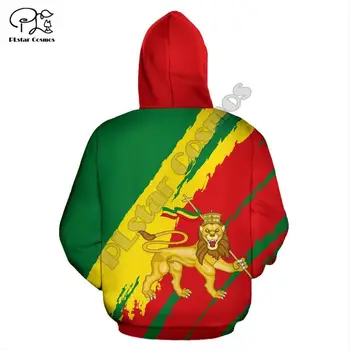Vyrų, Moterų, Etiopija Visą spausdinti 3D Hoodies Juokinga šalies vėliava, Palaidinukė Mados ilgomis Rankovėmis su Gobtuvu, užtrauktukas unisex liūtas (Puloveris)