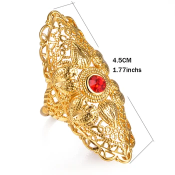 WANDO Klasikinis lucky Red Akmens Vestuvinį Žiedą, Moterims, Aukso Spalvos Eritrėja Afrikos Mados Žiedas Artimuosiuose Rytuose, Juvelyriniai dirbiniai didmeninė R9