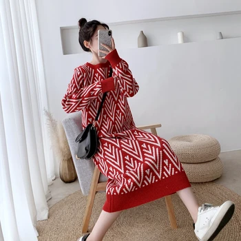 WAVSIYIER korėjos stiliaus megztinis suknelė moterims naujos pollover 2020 atsitiktinis moteris storio megzti rudens prarasti šiltas megztinis sukneles žiemą