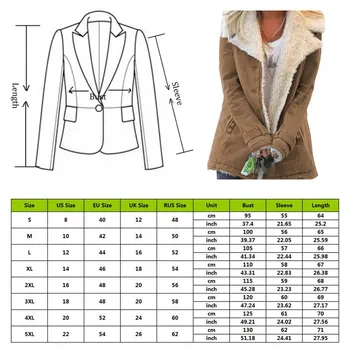 WENYUJH Moterų Plius Dydžio Šilti Paltai Composite Pliušinis Mygtuką Švarko Atlapų Outwearcoat Storio Žiemos Kišenės Kietas Paltai Išlaikyti Šiltas