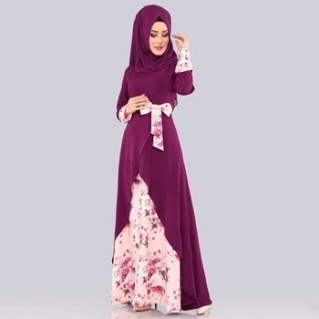 WEPBEL Arabų Dubajaus Moterų Maxi Musulmonų Suknelė ilgomis Rankovėmis Liaudies Užsakymą Padalinta Larg Skraiste Lankas Slim Fit Spausdinimo Abaja Sūpynės Suknelės