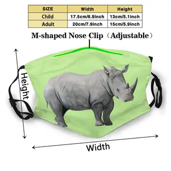 White Rhino Veido Kaukė Daugkartinio Naudojimo Burnos Kaukę, Plaunamas Filtras Stabdžių Dulkių Kaukes Žinduolių Mokslo Life Gamta Savetheanimals