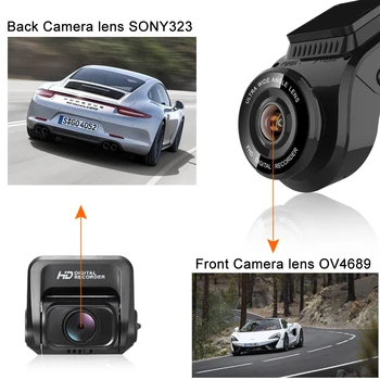 WiFi, Automobilių skaitmeniniai vaizdo įrašymo įrenginiai Diktofonas Brūkšnys Cam Dvigubo Objektyvo Transporto priemonių Galinio vaizdo Kamera, integruota GPS Kameros 4K 2160P Naktinio Matymo Dashcam Novatek 96663