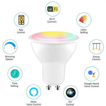 WiFi Smart LED Lemputės RGBW 6W LED lemputės GU10 GU5.3 E27 APP Nuotolinio Valdymo Pritemdomi Smart Lemputės Darbo Su Alexa/Google/IFTTT