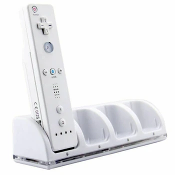 Wii valdymo pultelio 4PCS Įkraunamas Baterijas & Įkroviklis Doko Stotis