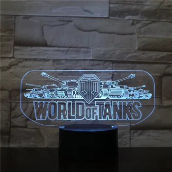 World of Tanks Žaidime Led 3d Naktį Šviesą naktinė lempa Palieskite Jutiklio Namų Puošybai Žibintai Vaikų Gimtadienio Dovana 