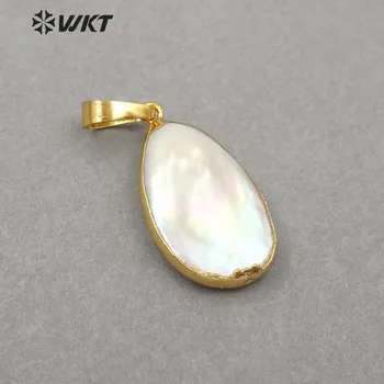 WT-JP124 Natūralių Gėlavandenių Perlų Pakabukas vandens lašo Formos Baltas Perlas Su Aukso Bezel Pakabukas Moterų Mados Perlų Vėrinį