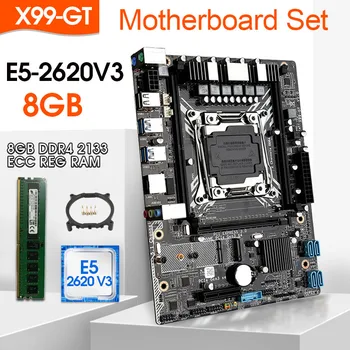 X99 GT Plokštę Nustatyti,E5 2620V3 LGA2011-3 CPU 1pcs *8GB =8G 2133MHz DDR4 ECC REG Atminties,2 M. WIFI,NVME M. 2 lizdas