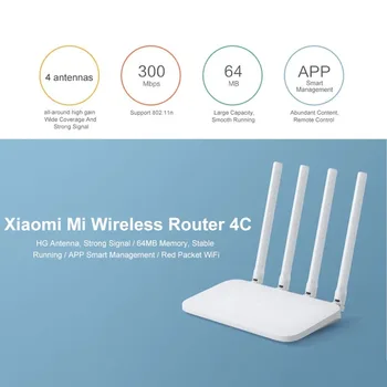 XIAOMI Mi Wifi Router 4C Didelės Spartos Wifi 2.4 G/5G 1200Mbps 4 Antenos Smart APP Kontrolės Juosta Bevielis Maršrutizatorius WiFi Kartotuvų