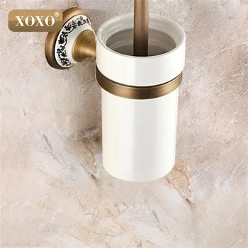 XOXO Aukštos kokybės Prabangūs, Antikvariniai bronzos apdaila tualeto šepetys turėtojas su keramikos puodelis namų ūkio produktų, vonios apdailos 11081BT