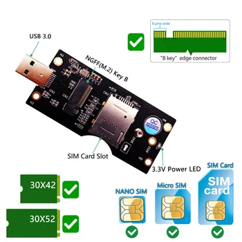 XT-XINTE už NGFF(M. 2) USB 3.0 Adapteris su SIM 8pin kortelės Lizdas 3G/4G/5G Modulis