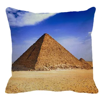 XUNYU 45cmx45m Senovės egipto piramidės Modelis Naujas Lino Patogi Pagalvėlė Padengti Namų Sofos, Dekoratyvinės Pagalvės Dangtelis YH208