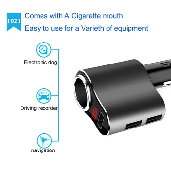 Yantu 1 Būdas Lizdai 5V/3.1 Automobilio Cigaretės Degiklio Lizdą Voltmeter Splitter Maitinimo Adapteris 12~24V 3 USB Automobilinis Kroviklis GPS DVR