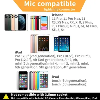 YC-VM40 Telefono, Garso ir Vaizdo Įrašymo Lavalier Kondensatoriaus Mikrofonas skirtas iPhone 11 X Xr Xs max 8 8plus 7 7plus 6 6s 6plus 5