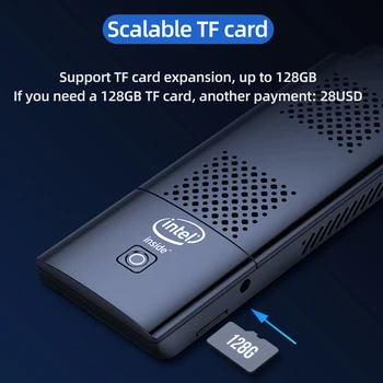 YCSD Mini PC Stick Intel Celeron N4100 Keturių branduolių 4GB LPDDR4 128GB emmsp HDMI 2.0 4K 60Hz 2.4 G/5.0 G WiFi, Bluetooth 4.2 Windows 10