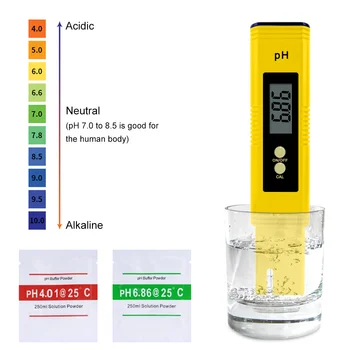 Yieryi LCD Skaitmeninis pH-Metras 0.00~14.00 Mini Vandens Kokybės Testeriai Akvariumas Baseinas, Vandens, Vyno Šlapimo 2~3 pack milteliai
